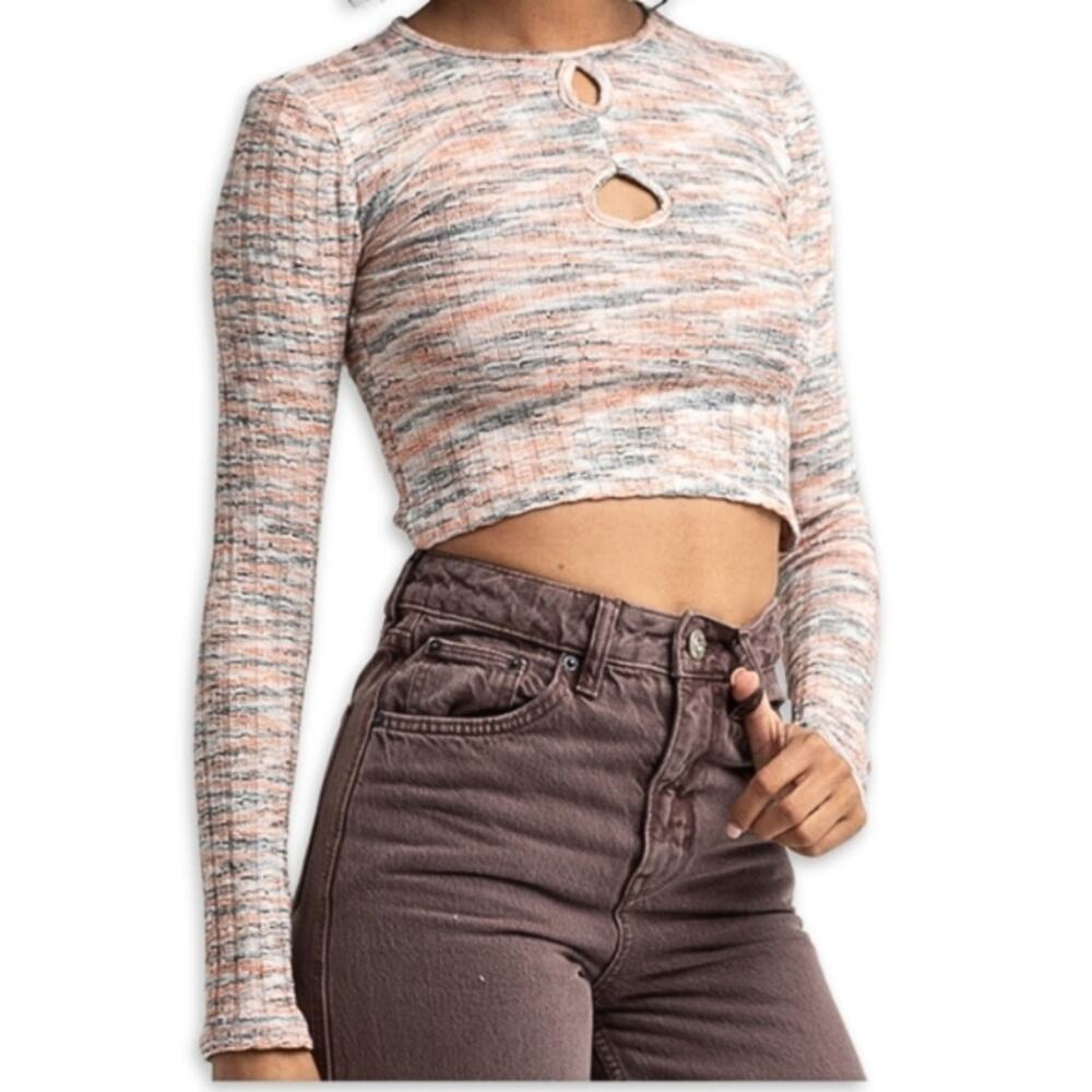 BDG Urban Outfitters Pullover Crop Sweater Cut-Out Details Multicolor W S NWOT